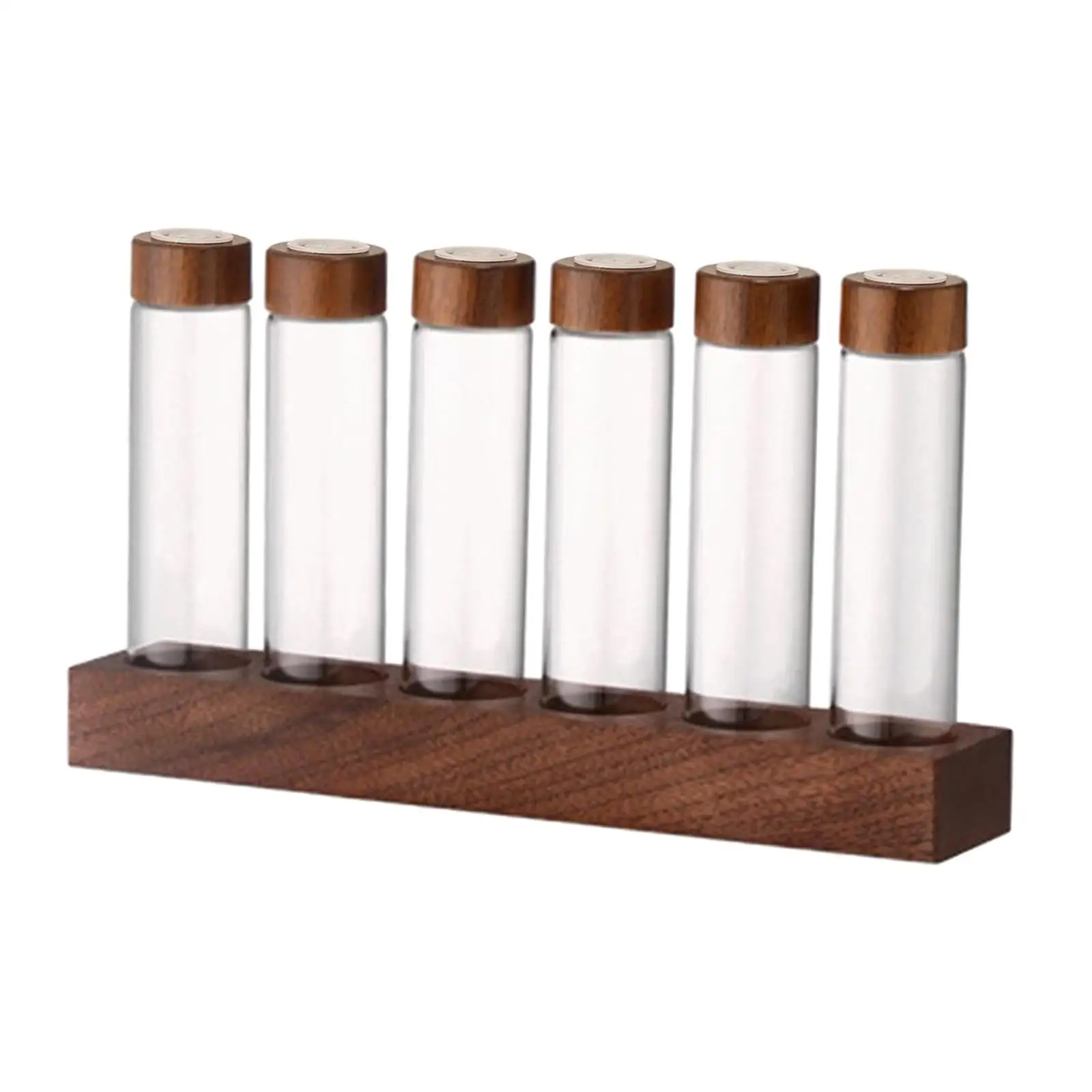Glass Test Tubes Coffee Bean Dispenser Party Decoration Transparent Coffee Containers with Shelf for Coffee Shop Pantry Cafe
