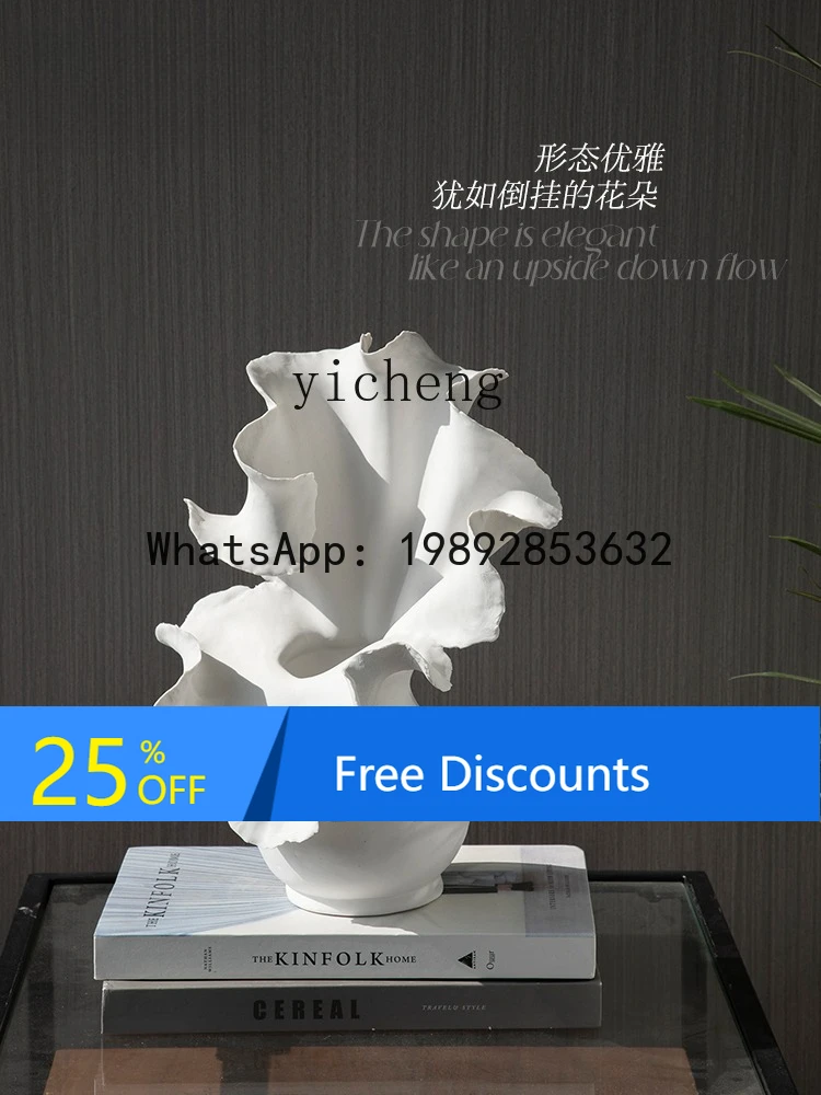 

Vase Ornament Handmade Ceramic Living Room Flower Arrangement Creative Home Light Luxury Flower Vessel