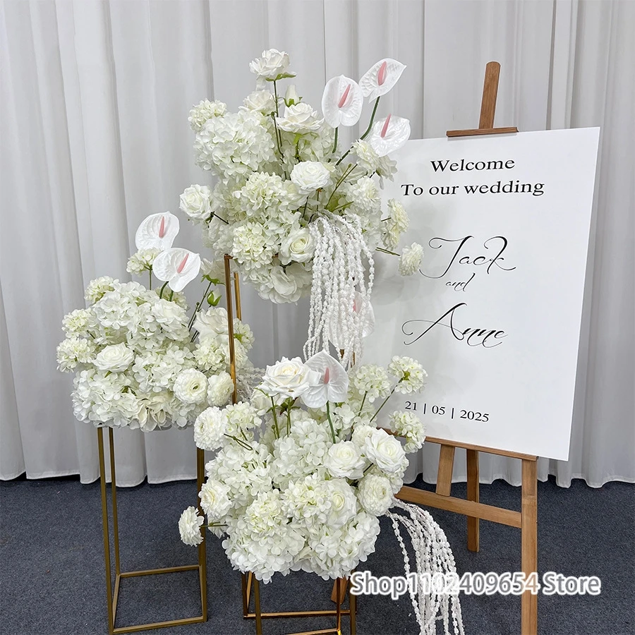 30/40/50/60/70cm blanco palma rosa hortensia colgante mesa de arroz centro de mesa flor bola boda telón de fondo decoración evento accesorios de fiesta