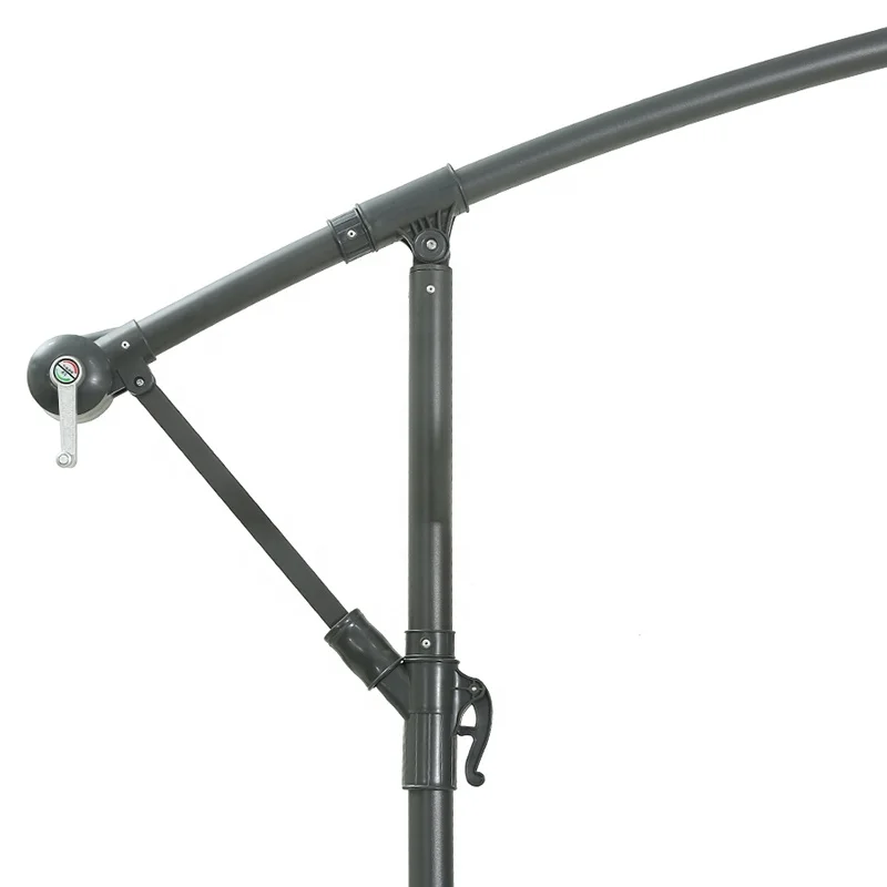 Outdoor Garden Patio Banana Umbrella Solar Power Led Lights Steel Side Pole Ready to Ship Factory Wholesale
