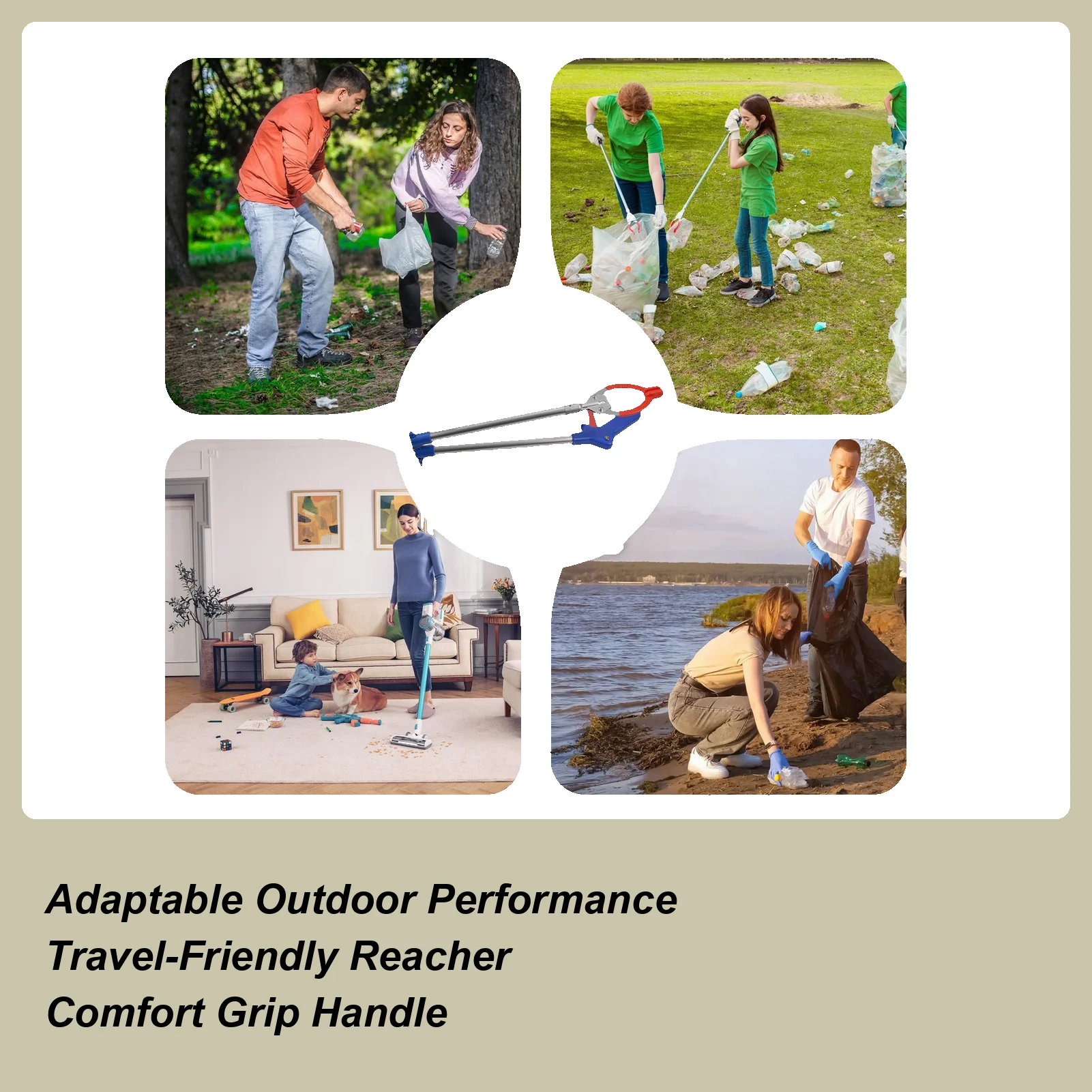 أداة المنتزع قابلة للطي مريحة من سبائك الألومنيوم لوازم المنزل المنتقى العلوي المنتزع لتنظيف المسنين المنزل القمامة حديقة ساحة