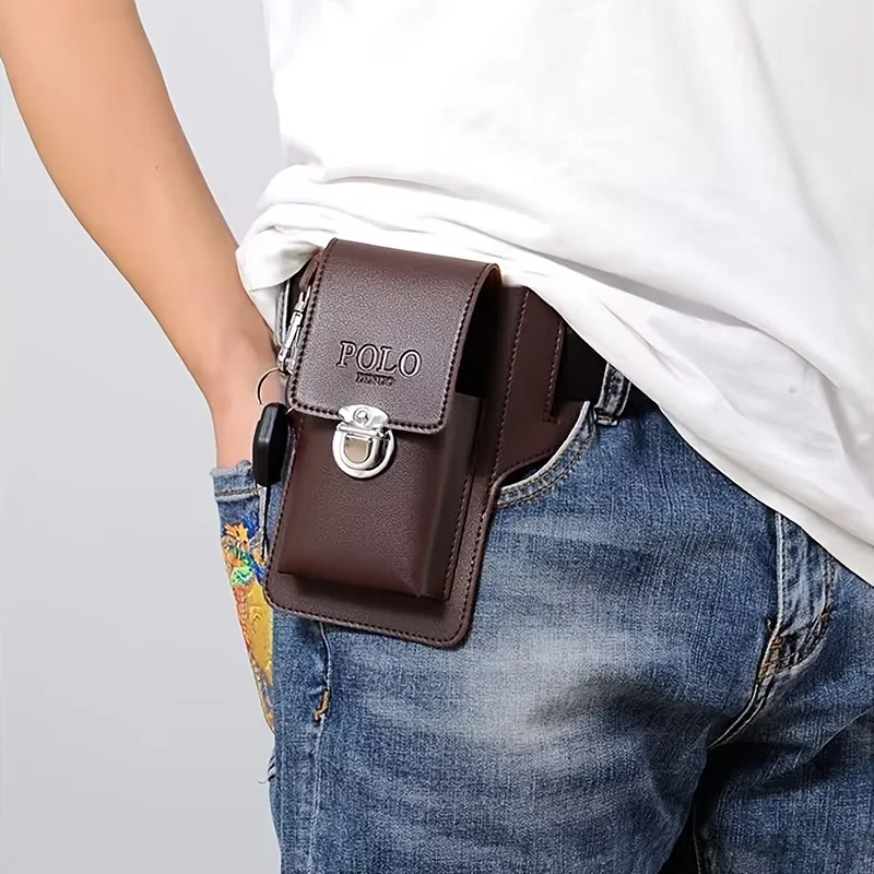 

Mobile phone wallet men's tool kit mobile phone holster can put cigarette case, hang key, wear belt key and sundry storage bag.