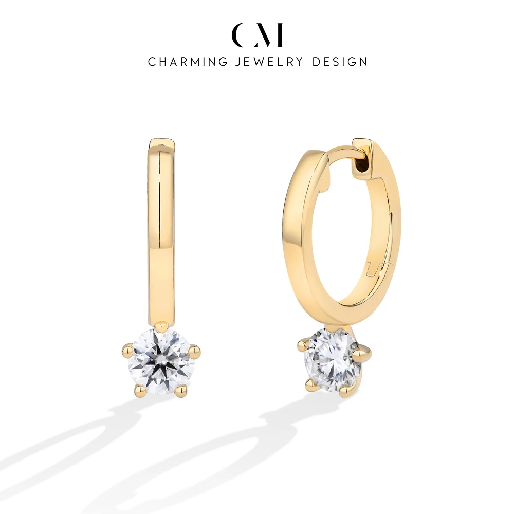 

CHARMING 0.5CT Moissanite Diamond Earring D Color 925 Sterling Silver For Women 18k Gold Plated Engagement Fine Jewelry Gift