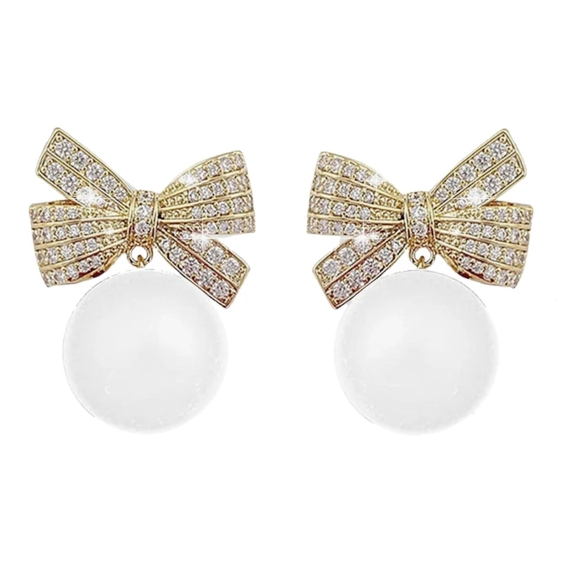 Exquisite Bowknot Ear Studs Accessory Diamond Embellished Earring Charm Dropsale