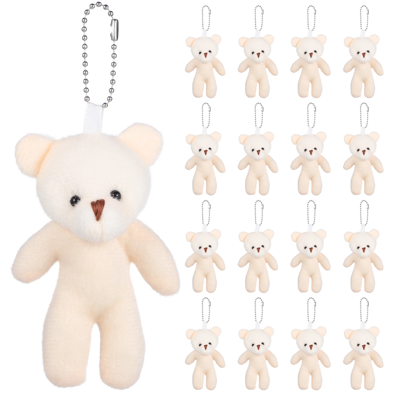 18 Pcs Bear Mini Girls Plush Pendant Figure Small Keychain Backpack Accessories Soft Fluffy Pendants