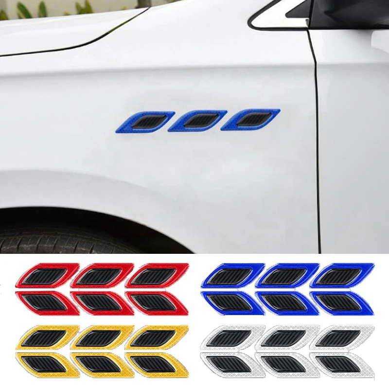 

6PCs Carbon Fiber Car Reflective Sticker Anti-Scratch 3D Car Styling Reflective Strips Night Safety Warning Auto Stickers Decal