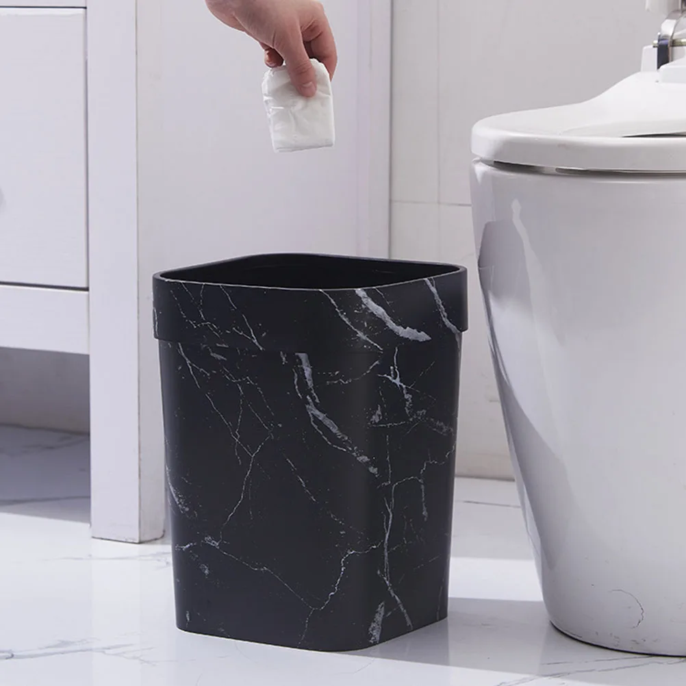 

Marble Texture Plastic Waste Bin Large Capacity Trash Can For Home Living Room Bedroom Kitchen Office Bathroom
