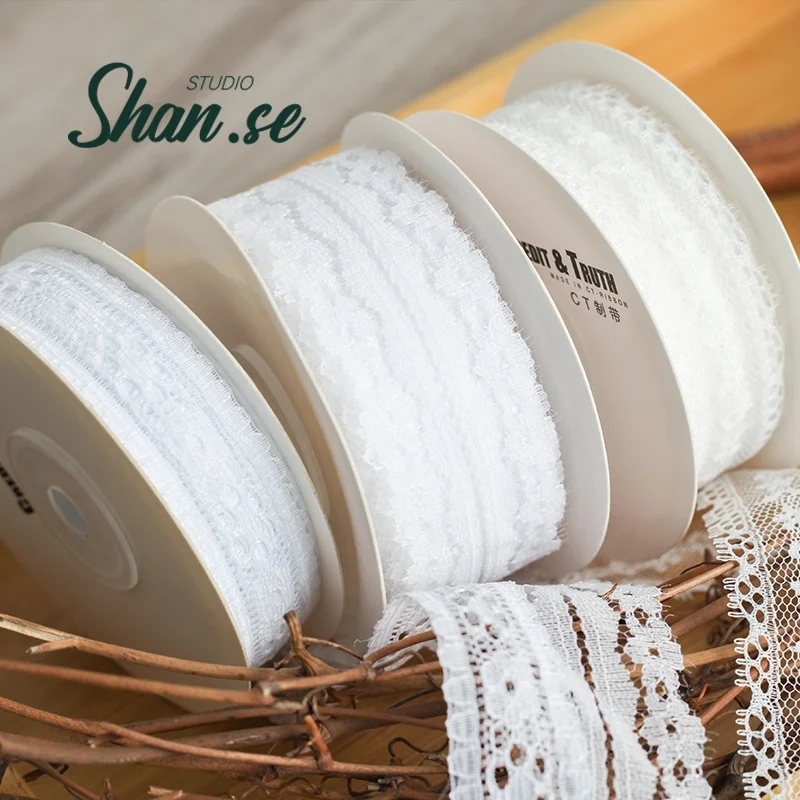 

Pure White Lace Ribbon Handmade DIY Floral Bouquet Gift Box Packaging Ribbon Handcraft Accessories Home Sewing Mater...