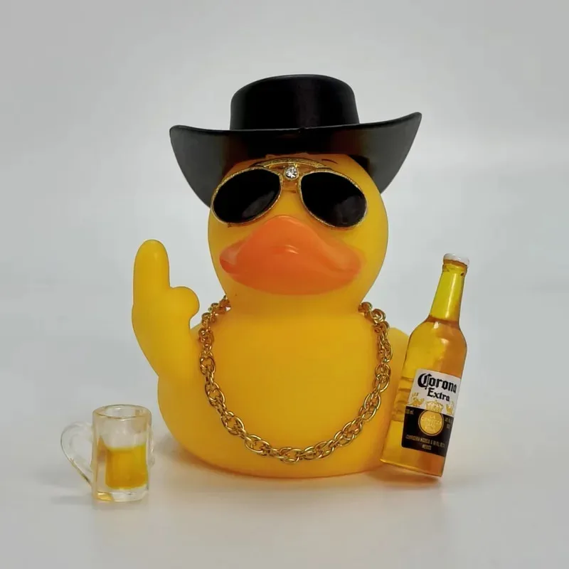 Divertido adorno creativo de pato divertido, forma de dedo medio con vino y cerveza, decoración personalizada para el hogar y el coche