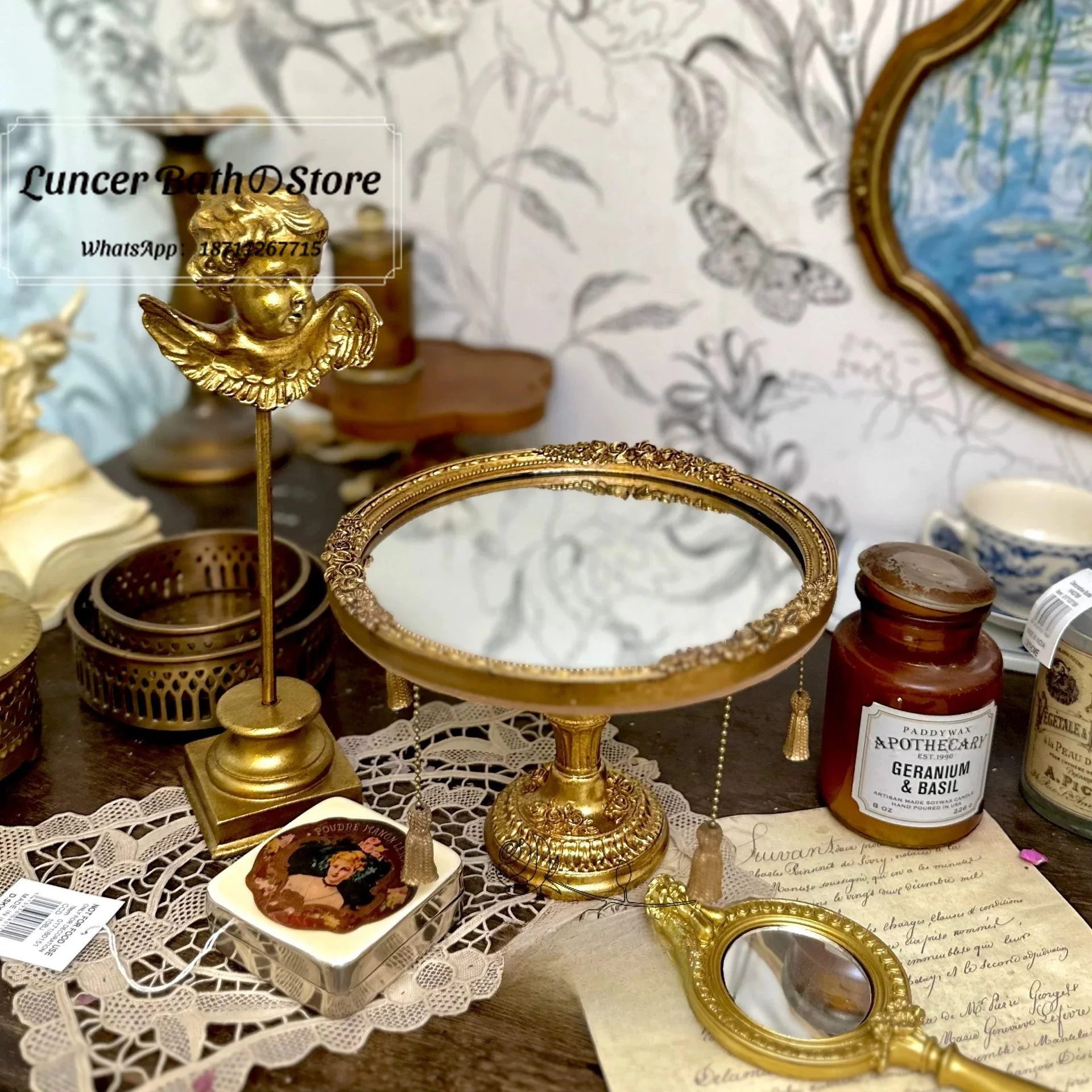 Vintage Photography Lighting - صينية مرآة بتصميم عتيق على طراز