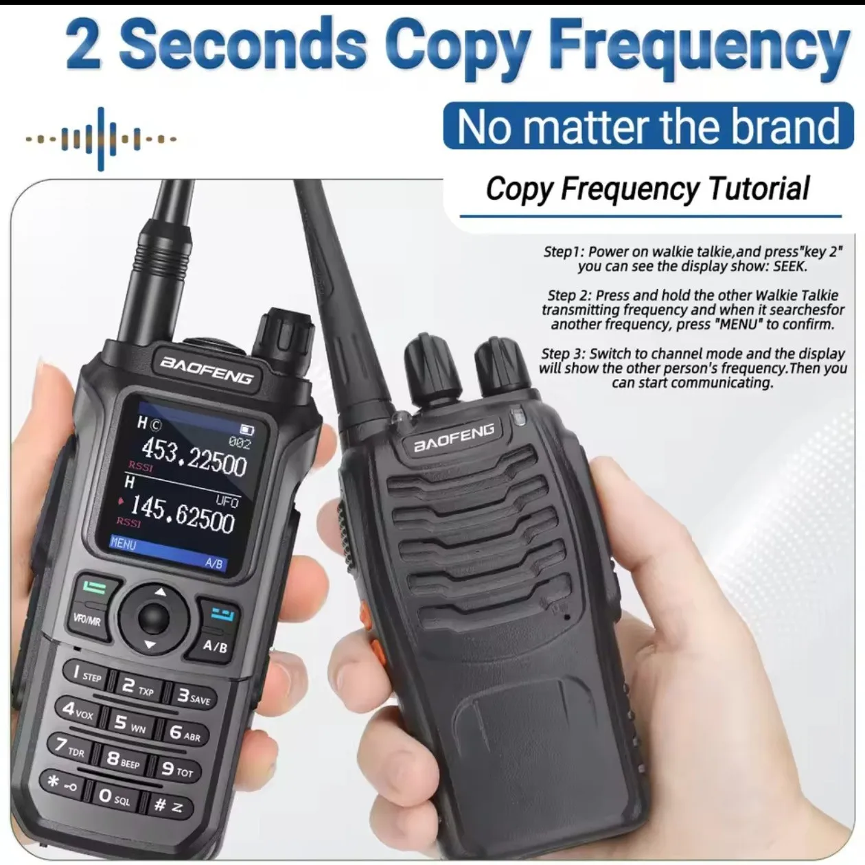 BAOFENG UV-21 PRO UV Dual Band High Power Walkie Talkie One-Key Frequency Copy Type-C Large Capacity Anti-Fall Two Way Radio