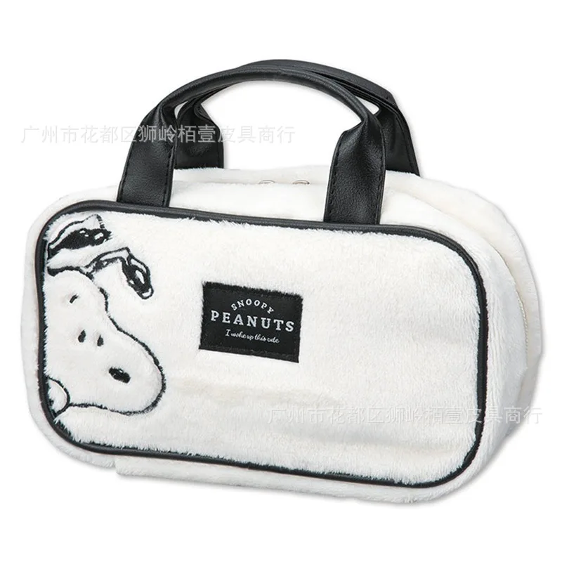 New Snoopy Makeup Bag Autumn Winter Compact Plush Cartoon Cute Embroidery Aesthetic Bag Women\'s Cosmetics Storage Zipper Handbag