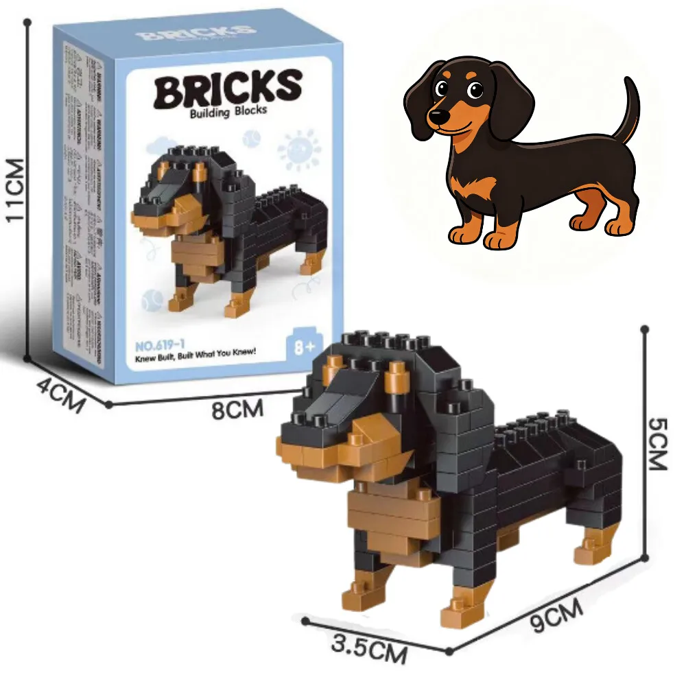 Mini Dachshund Dog Building Blocks Toy for Adults and Kids: Detailed and Lifelike Design,  Fun and Educational Construction Set