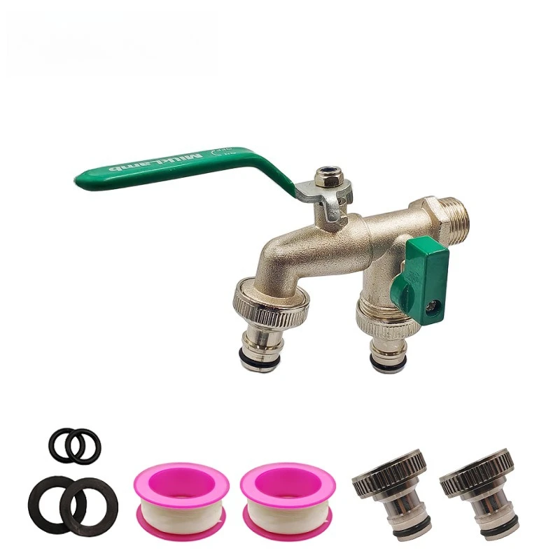 Valve Faucet Industrial Home Brass Water Tap Single/Double Irrigation Zinc Alloy Garden Bibcocks Lever Handle Taps 90 Degree