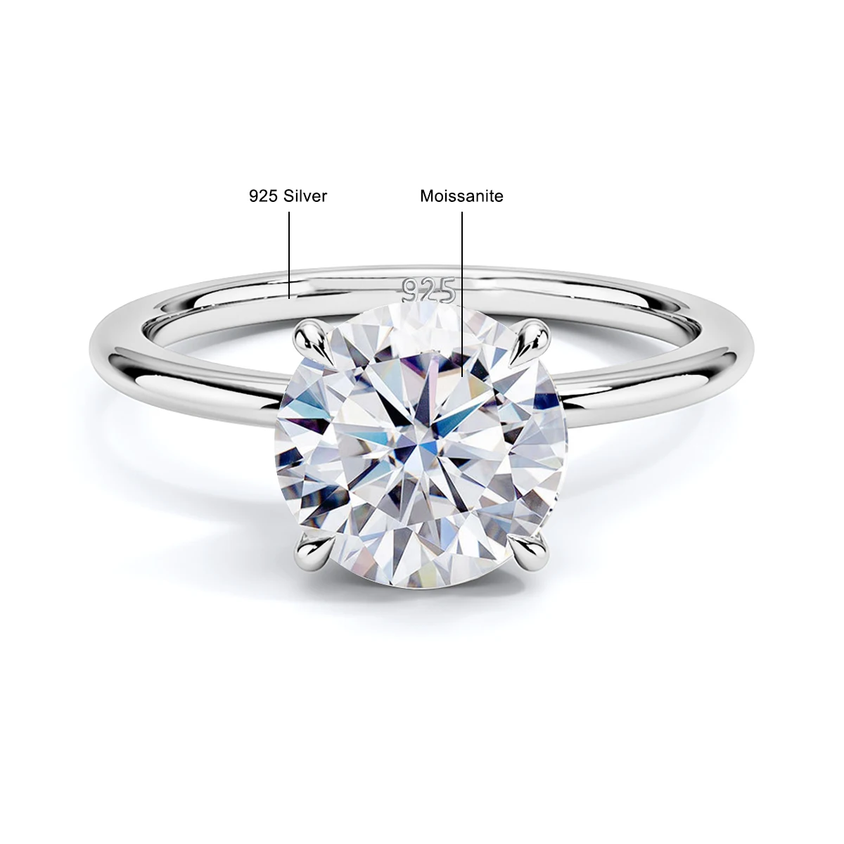 5 Karat Moissanit-Ehering für Damen, 1 Karat, 2 Karat, 925er Sterlingsilber, Verlobungsringe, Schmuck, hohe Qualität, einzigartige Jubiläumsgeschenke – Detail 1