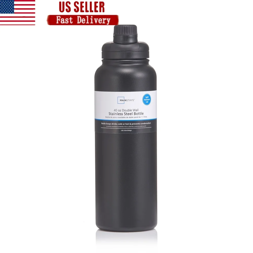 

40 oz Insulated Stainless Steel Water Bottle Leakproof Chugger Lid Double Wall Vacuum Matte Finish BPA Free Adult Use