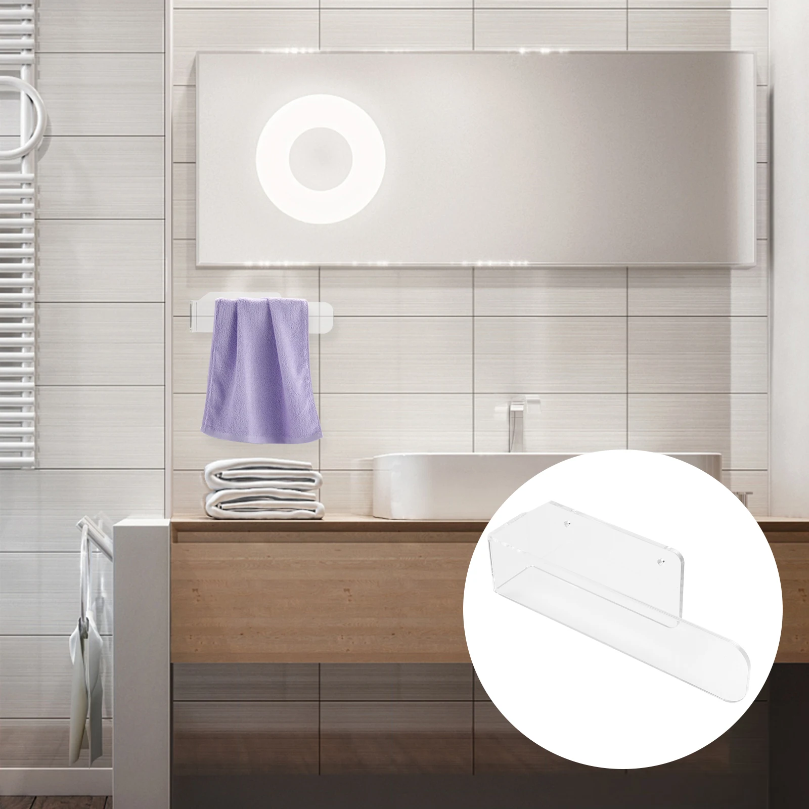 

Акриловая вешалка для полотенец, сверхмощное настенное крепление, свободное хранение, современный декор для ванной комнаты, прочный клей, гладкая поверхность, керамическая плитка