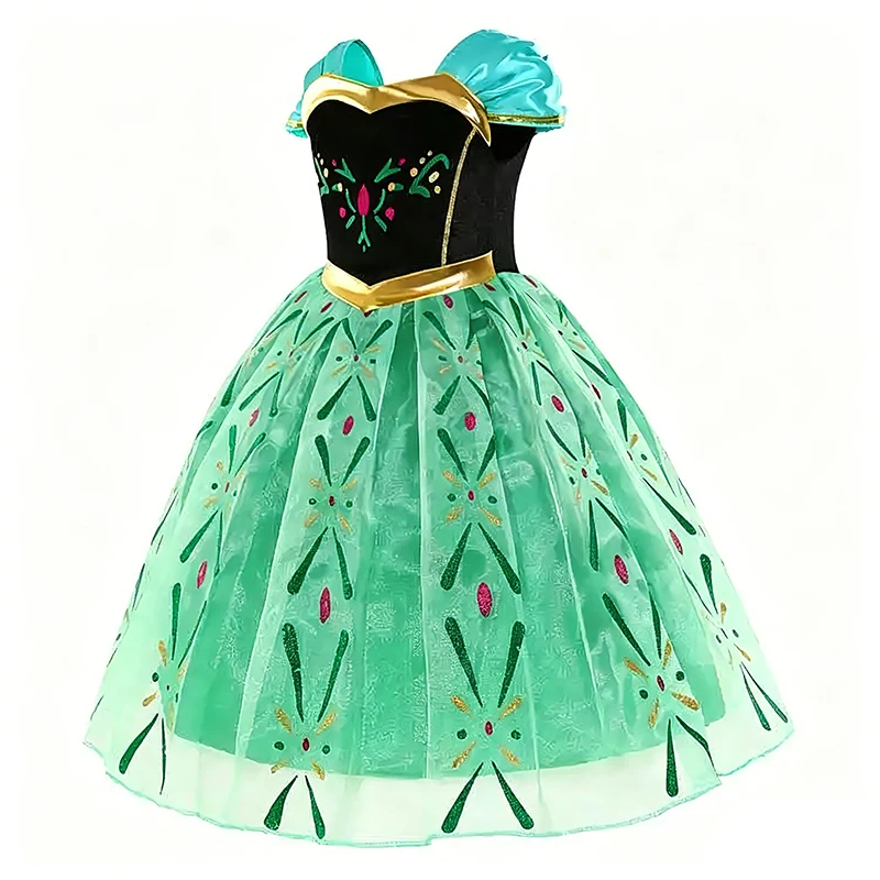 Disney Frozen Anna Princess Cosplay Dress Girls Kids Halloween Carnival Birthday Disneyland Stage Performance Fancy Gown view 4