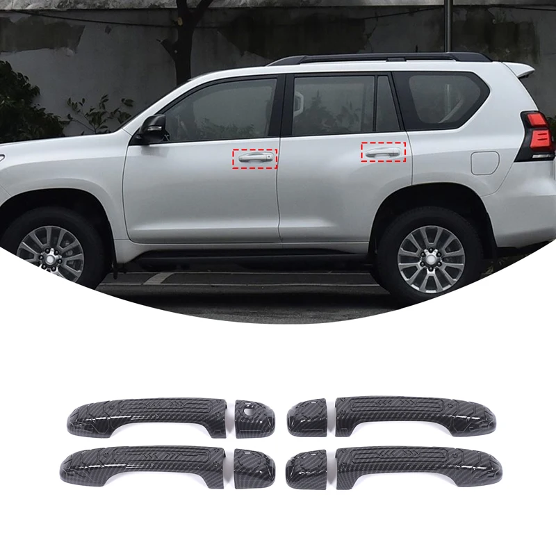 

For Toyota Land Cruiser Prado FJ150 150 2010-2019 ABS carbon fiber Car exterior handle decorative cover sticker Car accessories