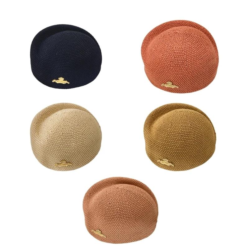 Brimless Cotton Linen Berets for Women Sun Hat Lightweight Costume Hat for Commute Dating Travel Activities