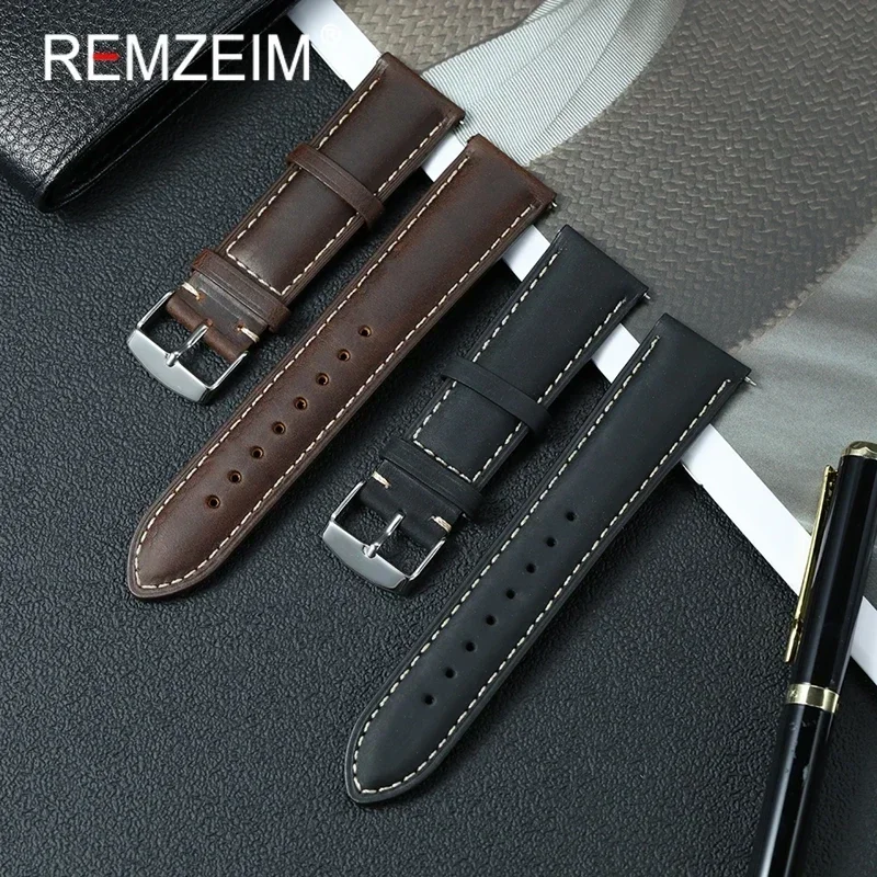 

Retro Quick Release Leather Wristwatch Strap 20mm 22mm Wrist Bracelets Crazy Horse Leather Smartwatch Watchband