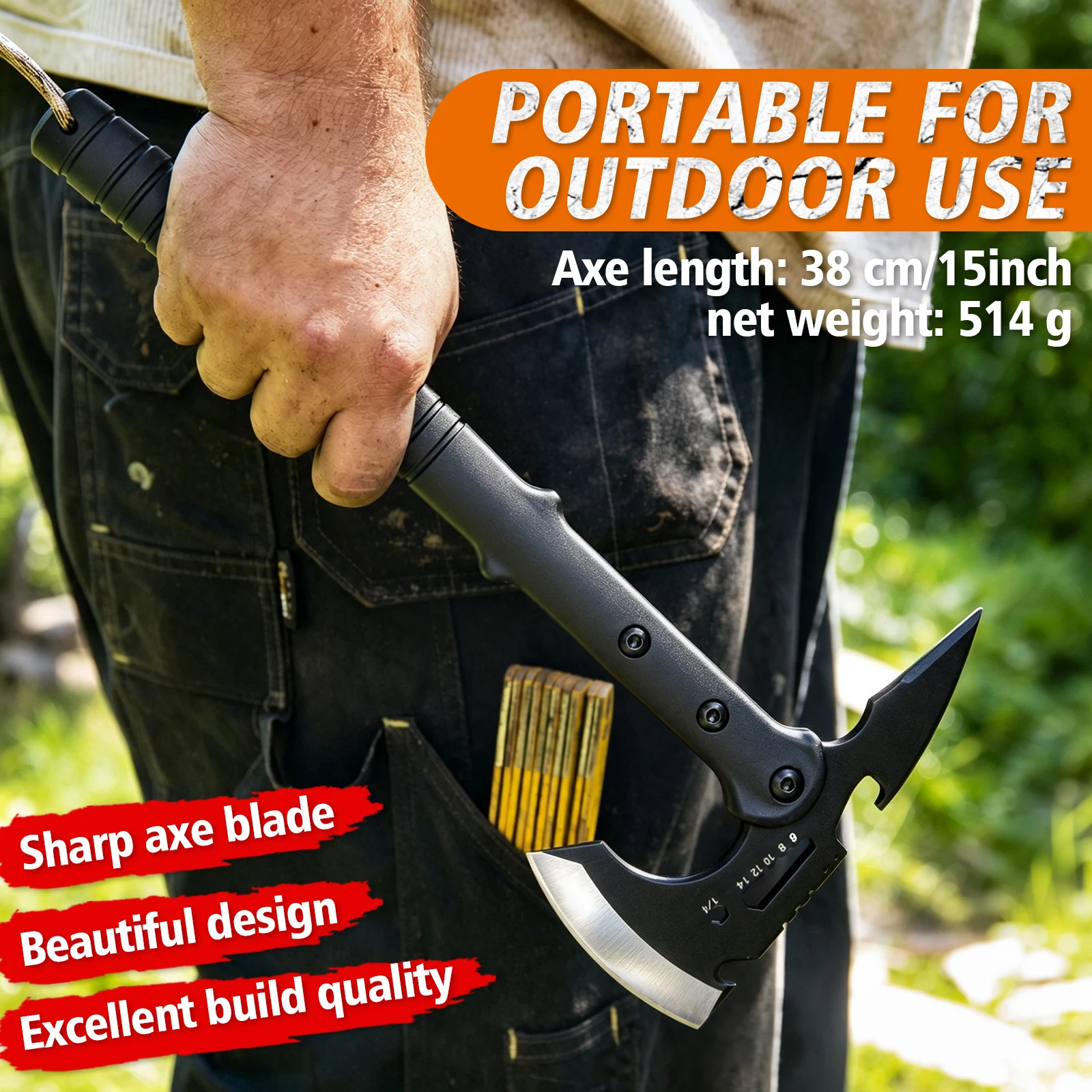 Tactical Axe Set 2 Pack, Camping Survival Hatchet with Sheath Lanyard, Engineer Axe Gift Box Set for Men Dad, Ships from US