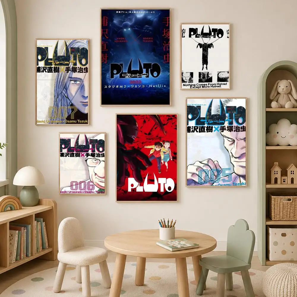 Anime Mystery SciFi Pluto Poster Self-Stick HD PP paper Wall Art  Waterproof Decor for Bedroom, Living Room，Gift