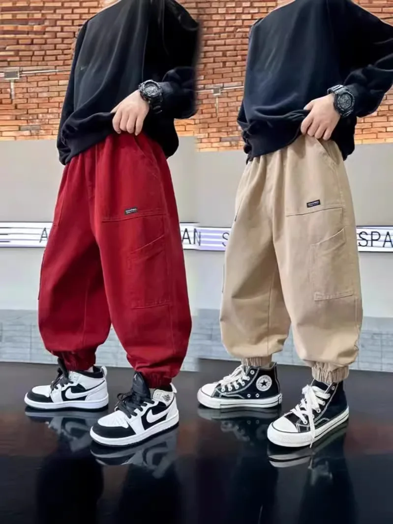 

Kids Cotton Casual Pants Boys'Khaki Trousers Sweatpants Spring Autumn Breathable Sports Pants High Quality Children's Clothing
