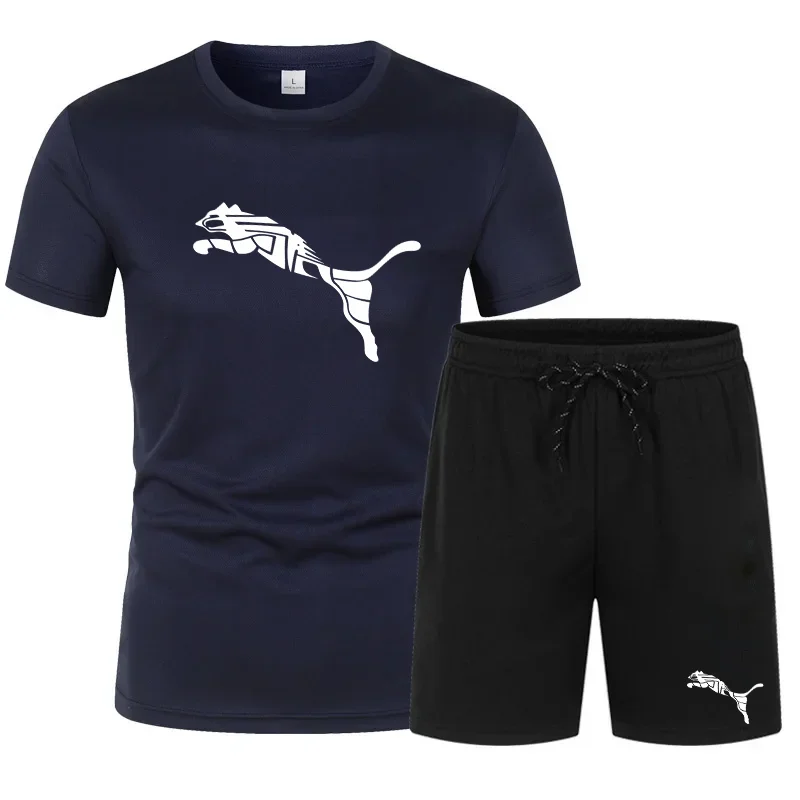 Summer Casual Pants + Short-Sleeved Shirts - Breathable and Loose Sports Outfit - Comfortable Fitness Basketball Pants