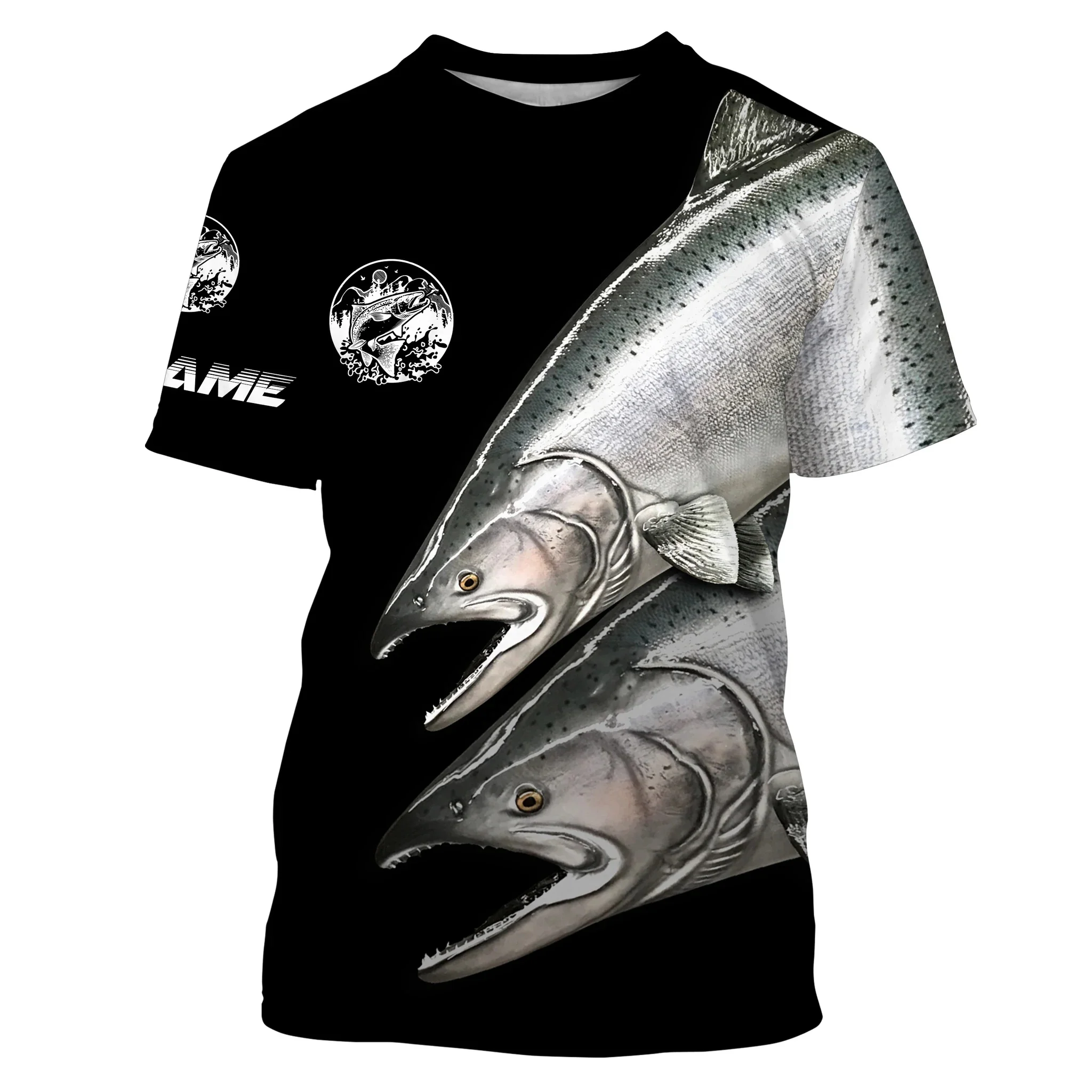 salmon fishing Customize name and team 3D All Over Printed Mens t shirt Cool Summer Unisex Casual Short sleeve T-shirt TX264