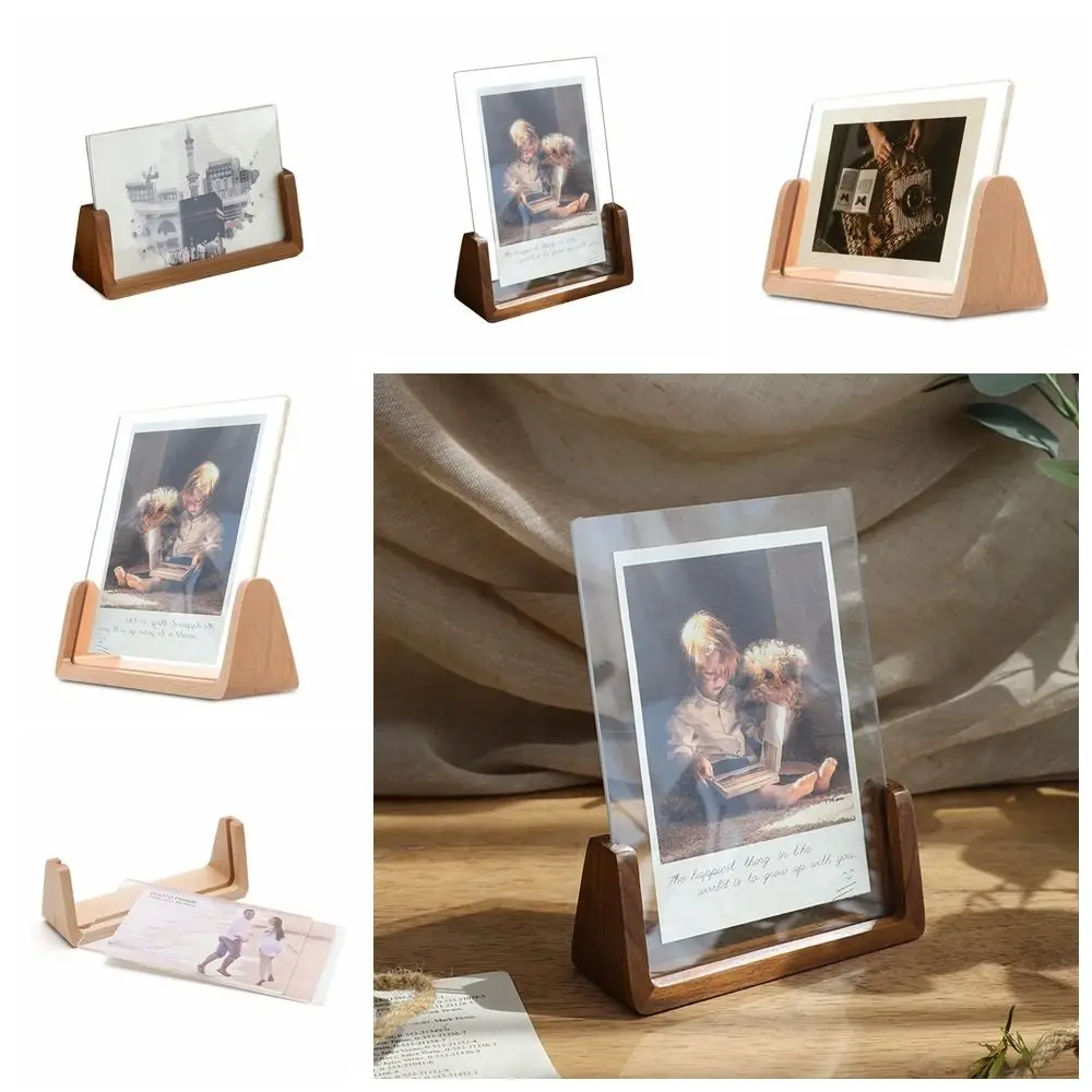 Beech Photo Frame Acrylic Wooden Photos Frame Nordic U-shaped Desk Calendar Base Beech/Walnut European-style Bedroom