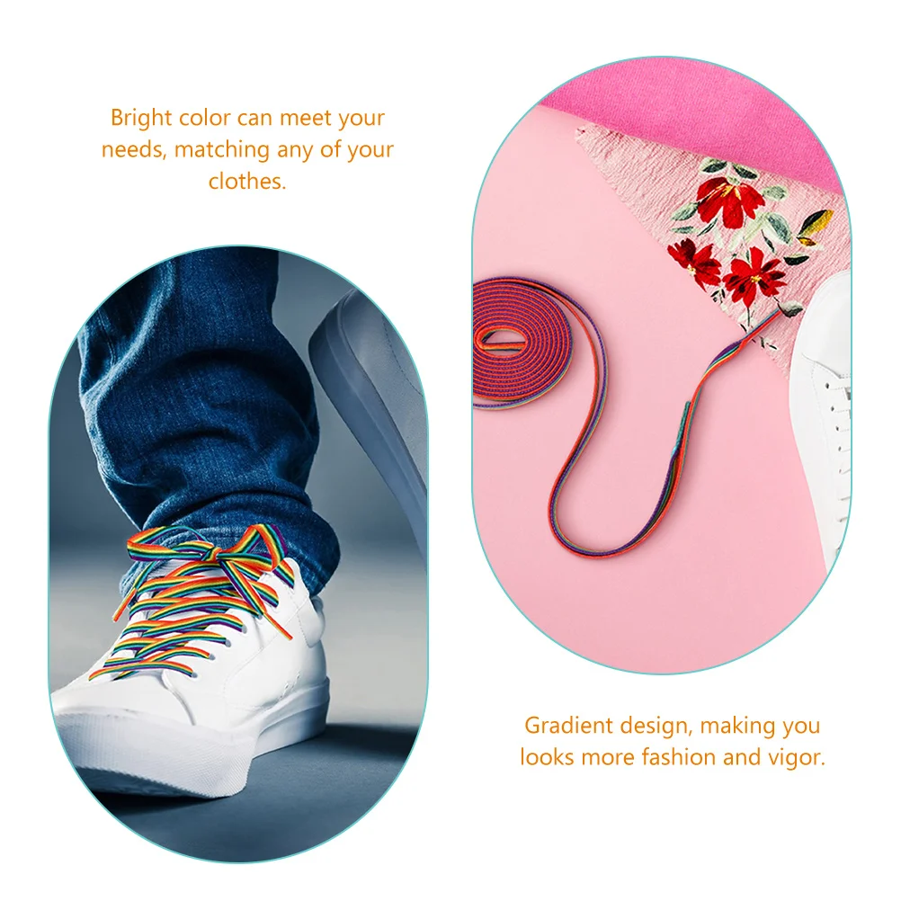 

Rainbow Shoelaces Gradient Colored Child Elastic Running Shoes Polyester Bright Camouflage Durable Fashion Vertical Stripes Shoe