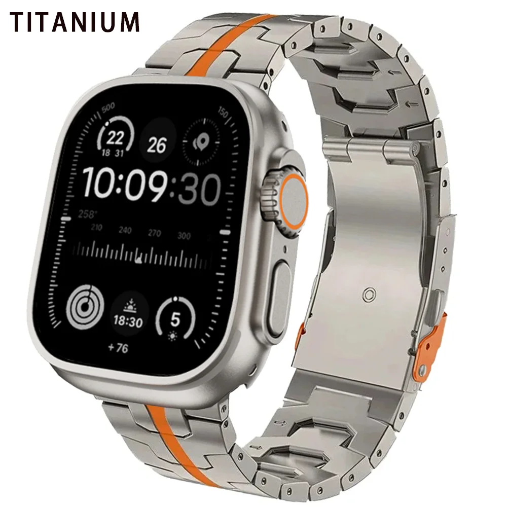 

Luxury Titanium Strap for Apple Watch Band Ultra 49mm 45mm 44mm 41mm 38mm Men's Style Bracelet Correa for IWatch 9 SE 8 7 6 5 4