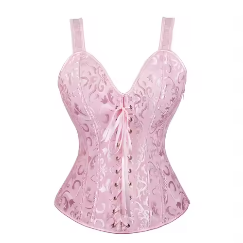 Women Corset with Straps Black Overbust Corset Plus Size Floral Jacquard Corset Zipper Top Gothic Steampunk Corset Bustier - Image 24