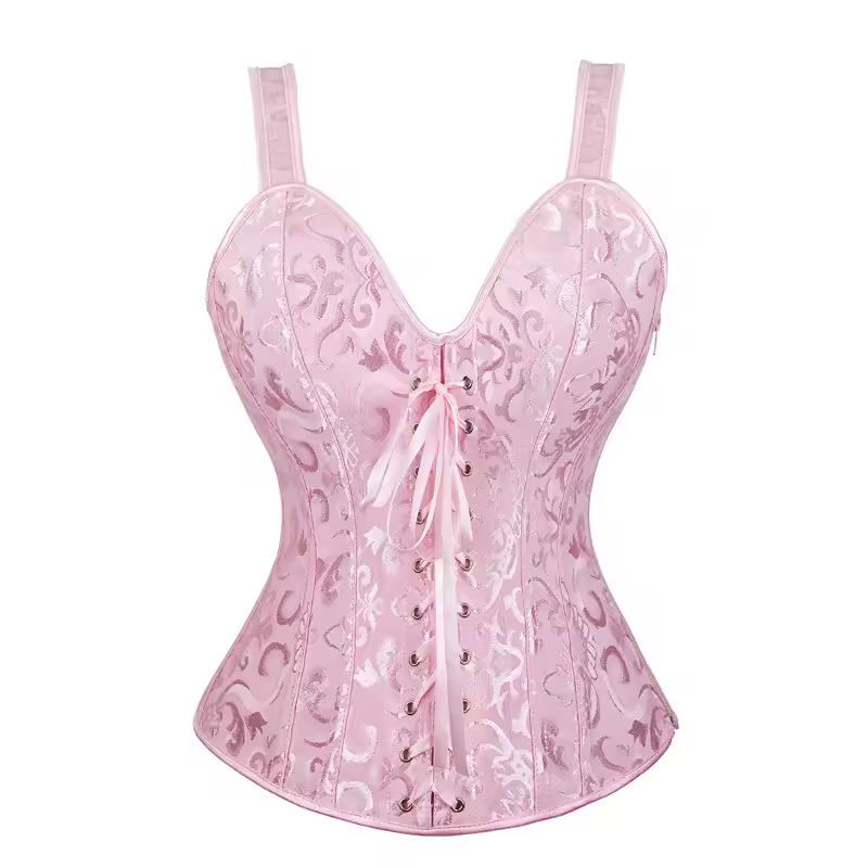 Women Corset with Straps Black Overbust Corset Plus Size Floral Jacquard Corset Zipper Top Gothic Steampunk Corset Bustier - Image 24
