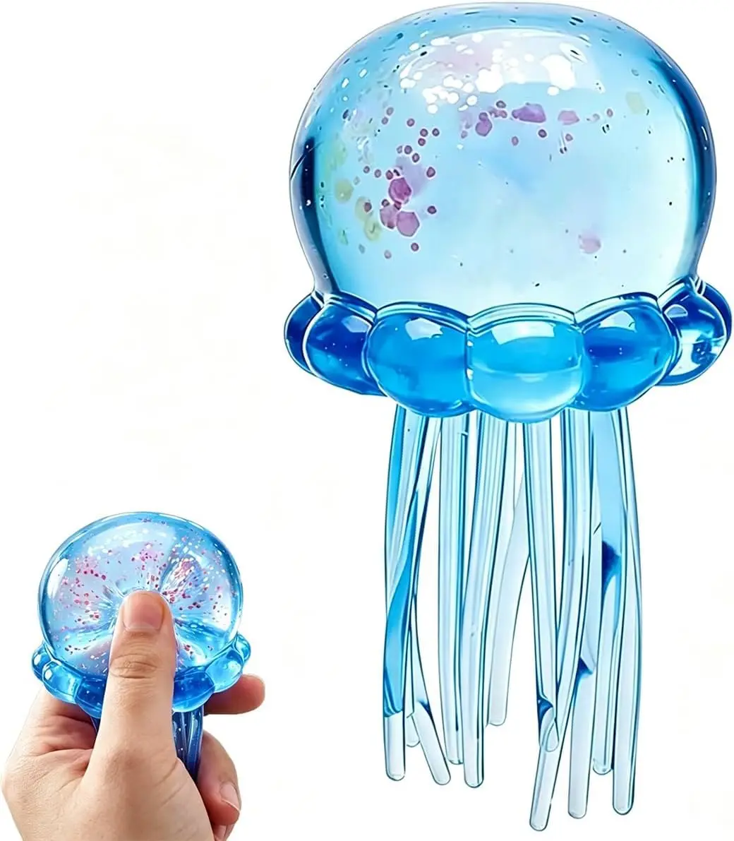 Ocean Jellyfish Squishy Toy, Soft Squeeze Stress Relief Sensory Toy, Cute Sea Animal Fidget Toy, Party Favor Gift for Kids