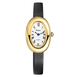 Women Quartz Watch Luxury Roman Numerals Reloj Vintage Simple Oval Clock Ladies Stainless Steel Orologio Gold Sliver Wristwatch