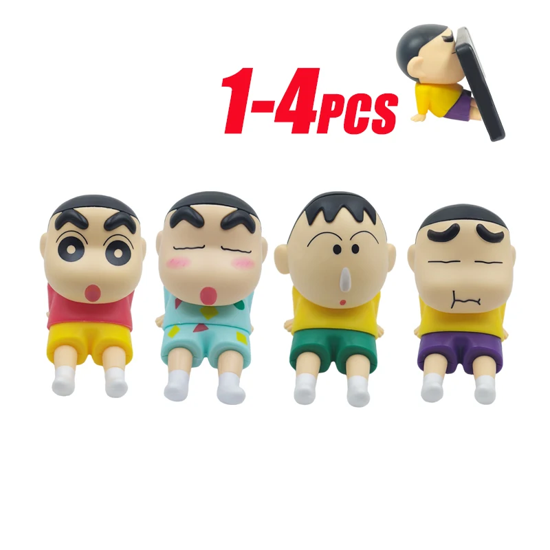 Crayon Shin-chan Phone Holder - Kawaii Anime Figure Desk Stand for Phones Cute Cartoon Watching TV Model Collector Decor