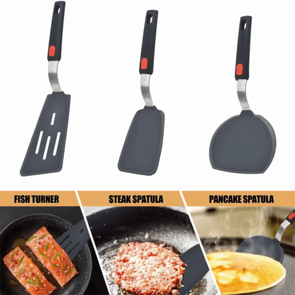 Professional Grade Heat Resistant Silicone Spatula BPA Free Dishwasher Safe Slotted Turner Cooking Spatulas Baking