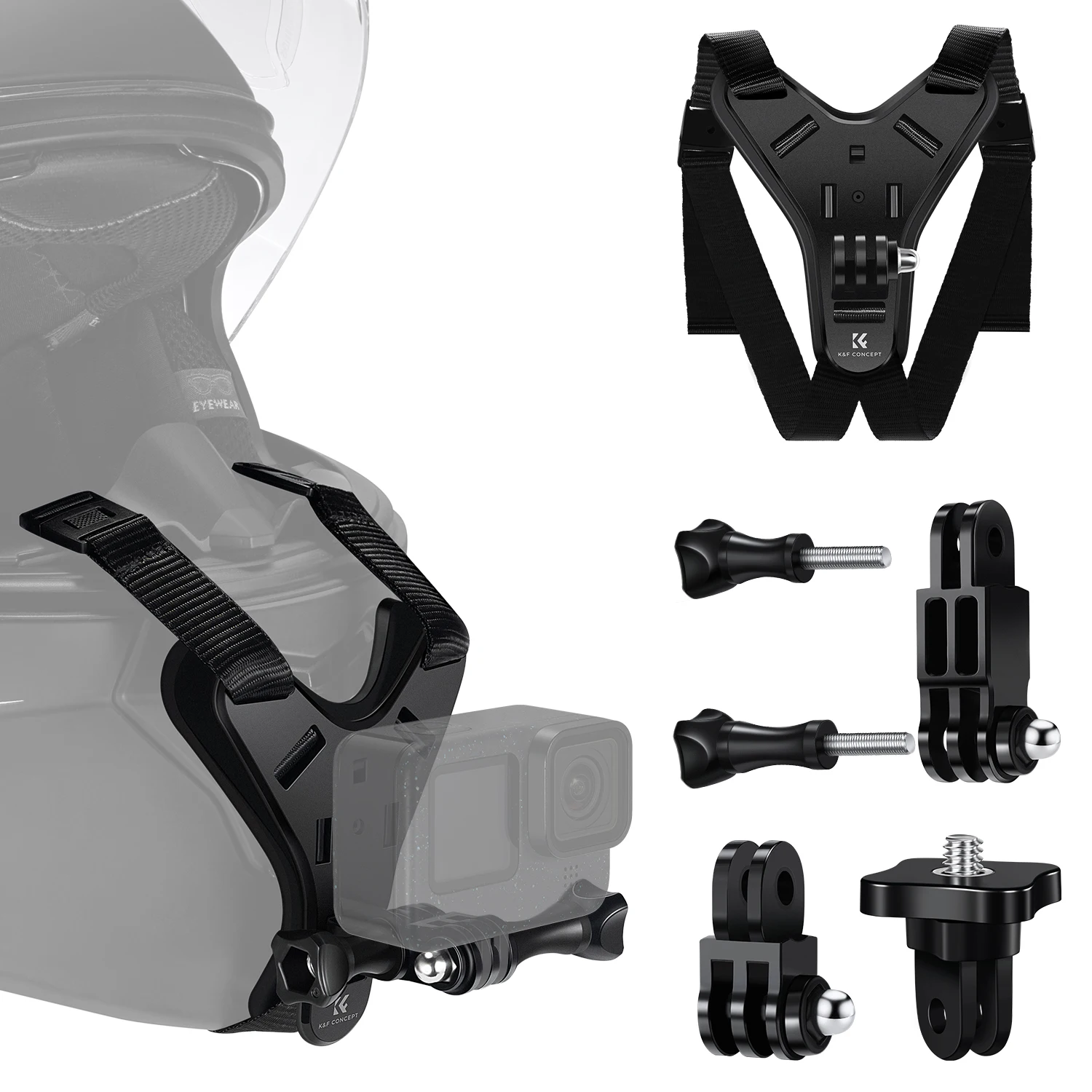 

K&F Concept Action Camera Motorcycle Dirt Bike Helmet Chin Strap Mount Helmet Holder Mounting Attachment for GoPro Hero 13/12/11