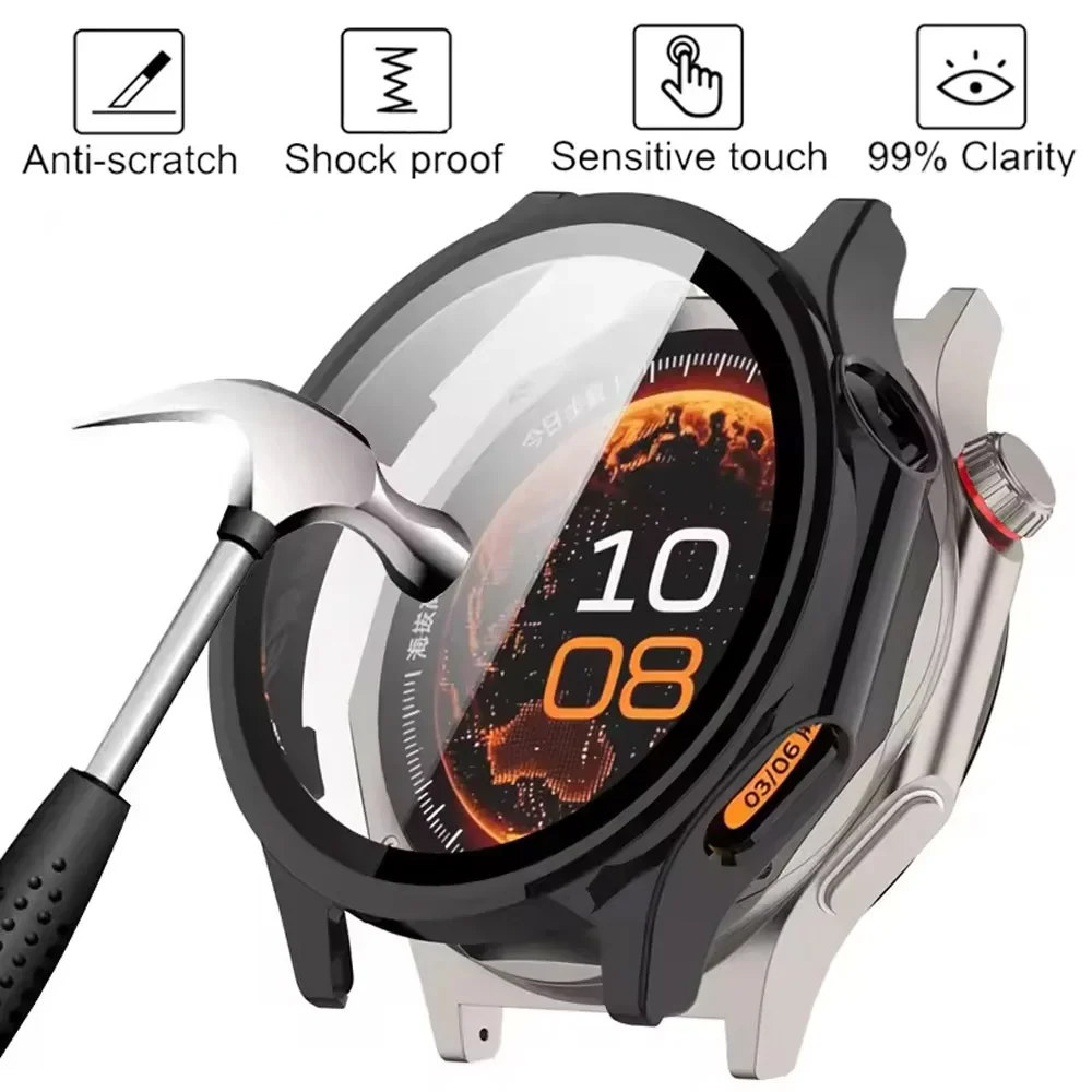PC Case＋HD Glass for OPPO Watch X3/Oneplus Watch 4 Omni-Directional Protective Shell Cover for Oneplus Watch 4 Cover Accessory