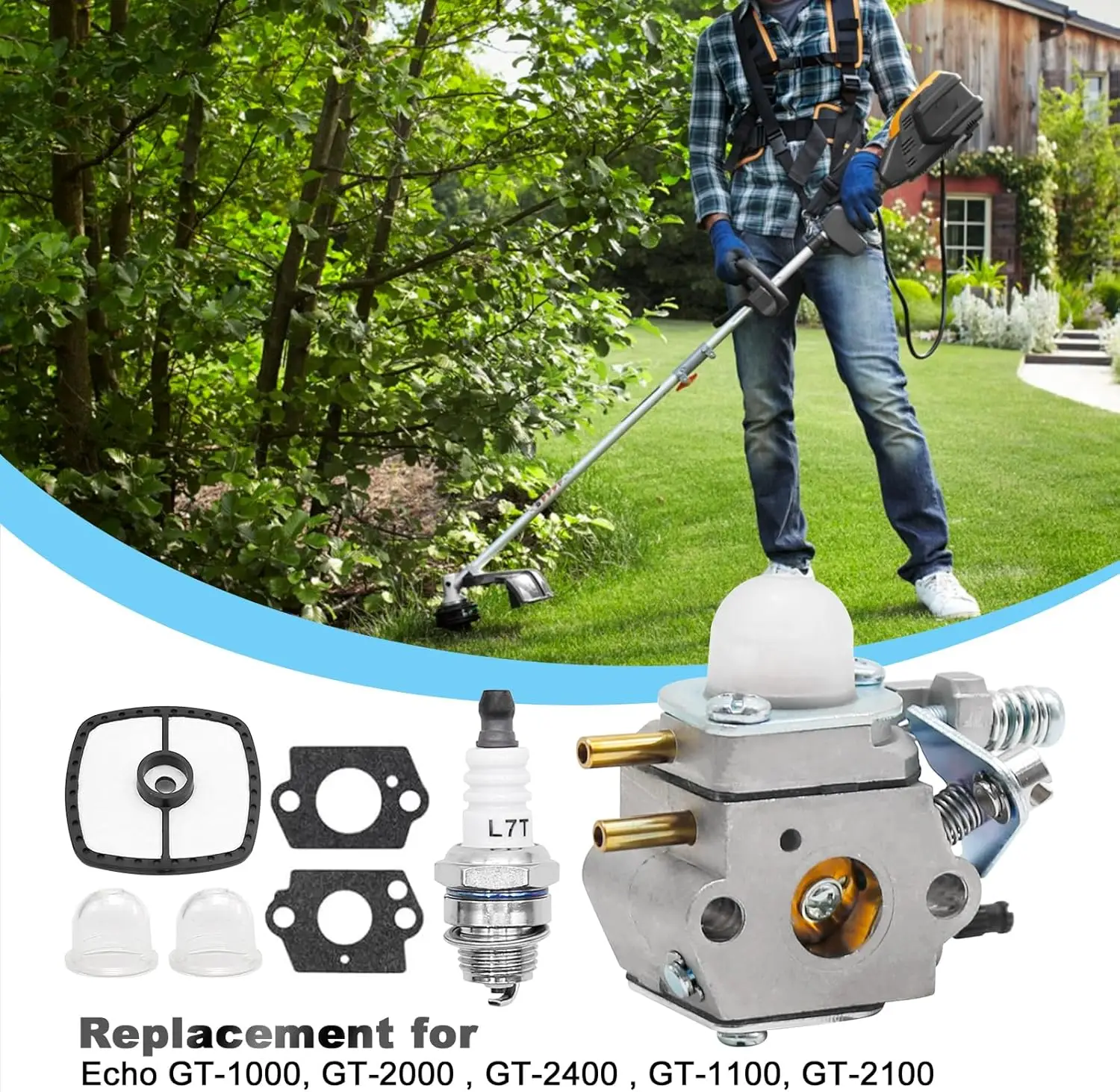 SRM-2100 Carburetor with Tune Up Kit for Echo SRM-2110 Replacement for Echo PP-800 GT-2000 PE-2000 PPT-2100 PPF-2100 Trimmer Car