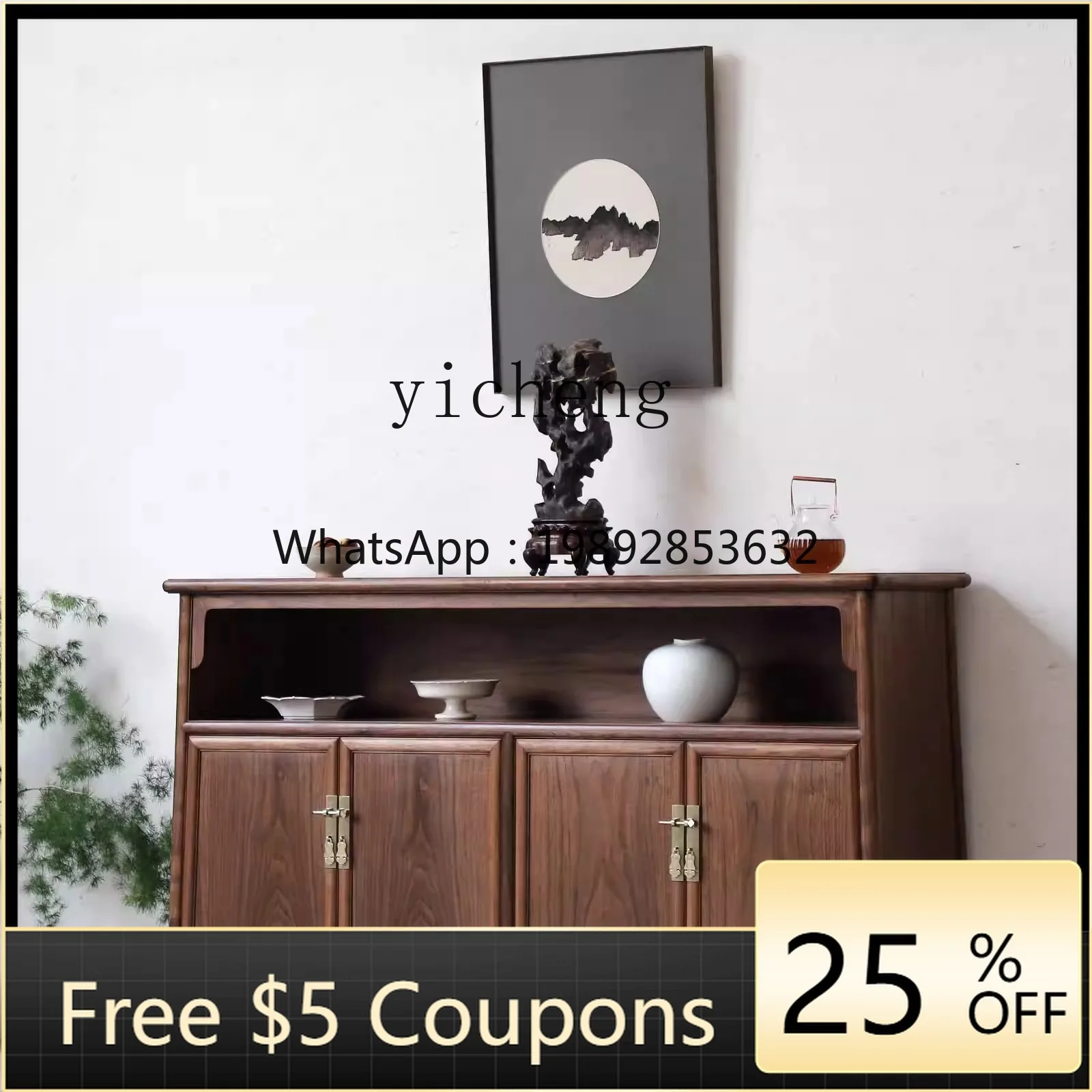 

Новый шкаф для хранения из цельного дерева черного ореха в китайском стиле для гостиной, прихожей, прихожей, шкафа