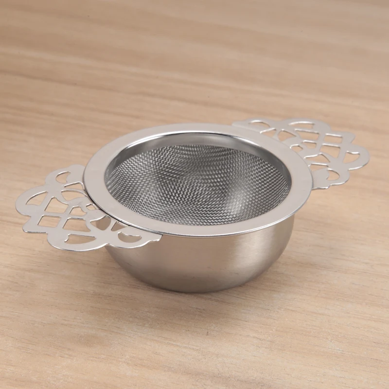 ステンレス製ティーストレーナー、ボウル、ティーフィルター、超微細メッシュ、二重指ハンドル、新しい2個