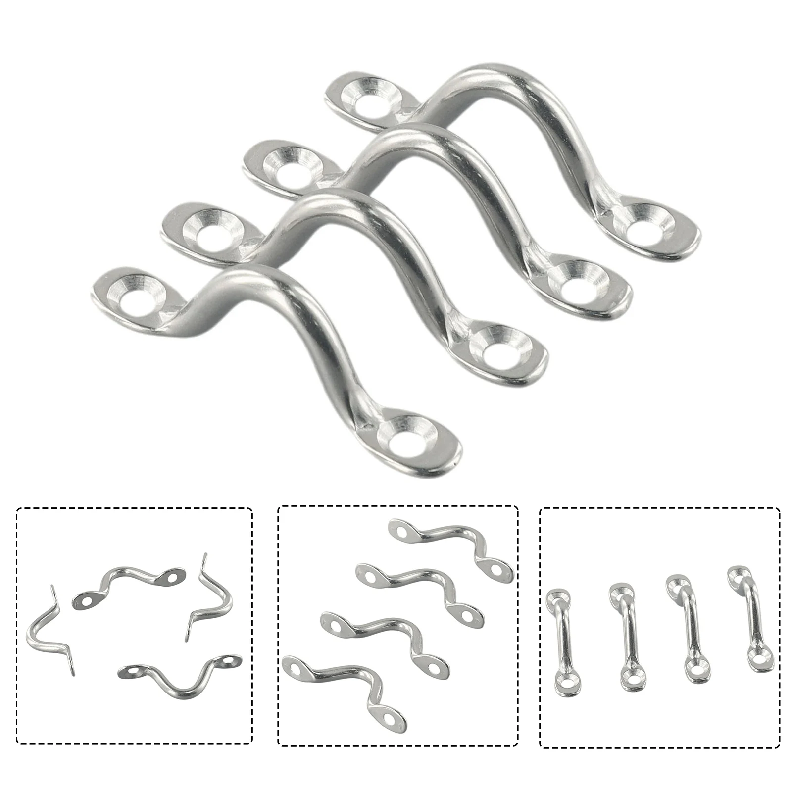 

New Practical Wire Eye Straps Handles U Shape Silver Stainless Steel Tie Down 4pcs 5mm Accessories Boat Marine