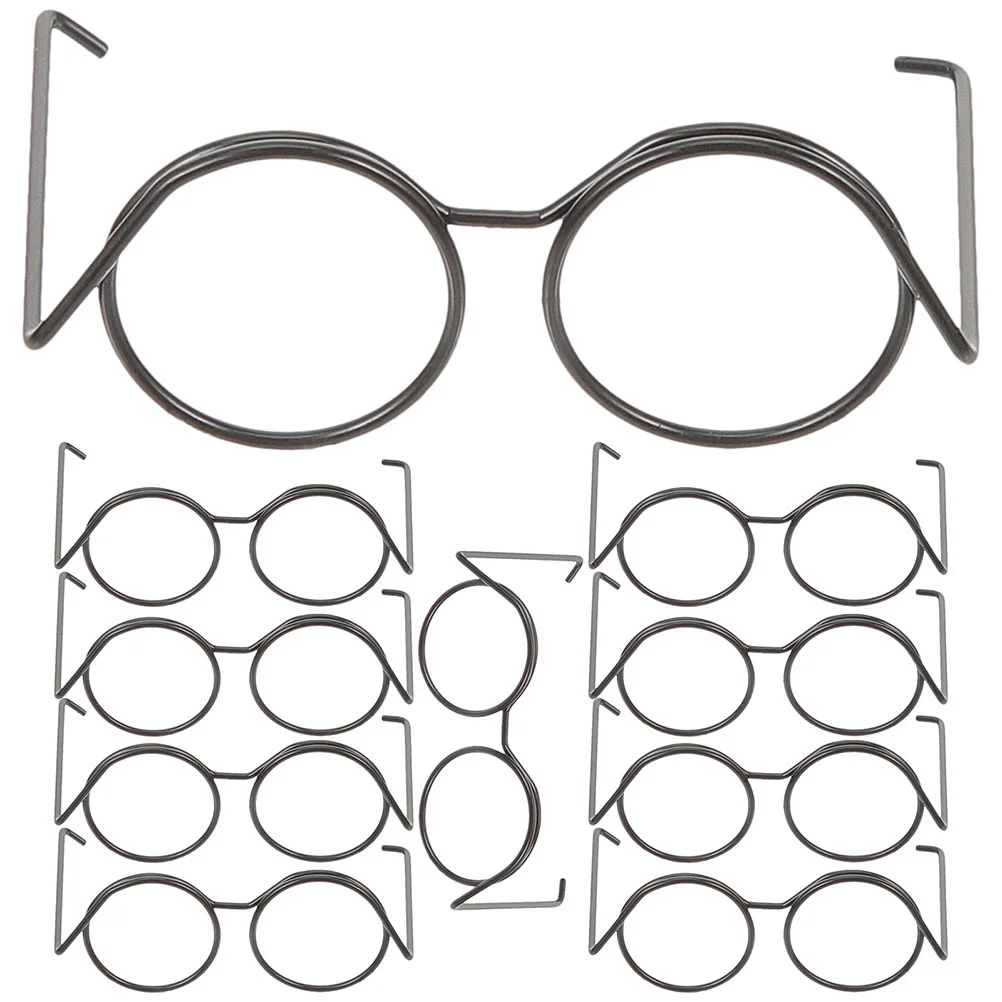 

20 Pcs Adorable Mini Glasses Metal Eye Wire Eyeglasses Props Dress up Black Craft Sunglasses for Dolls