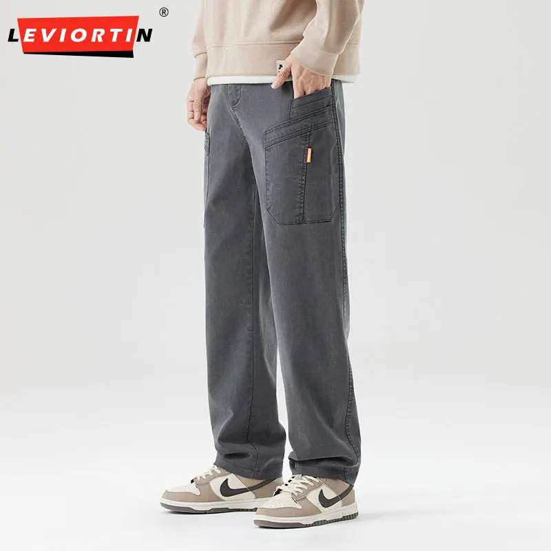 Men's Relaxed Fit Stretch Cargo Pant with Multi Pocket Workwear Loose Straight Leg Casual Pants Man Workout Long Trousers