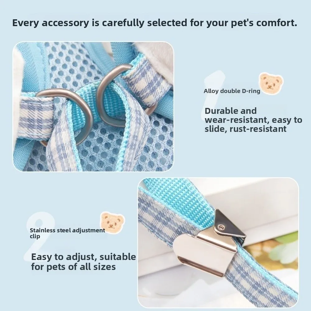 

Adjustable Cat Dog Harness Set Comfortable Escape Proof Pet Chest Strap Breathable with Leash Dog Traction Rope Outdoor