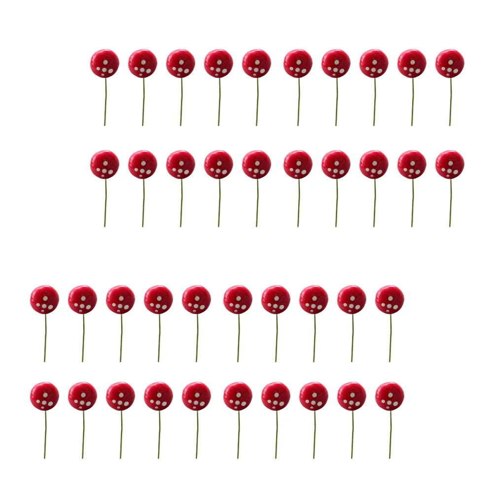 40pcs DIY Moss Micro Landscape Decor Adorable Craft Creative Mushroom Ornament (Red, Size L) Mushroom Craft