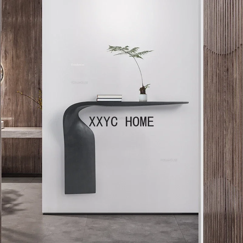Nordic Simple Art Console Table Creative Entrance Furniture Console High-grade Special-shaped Solid Wood Wall Decorative Table E image 2
